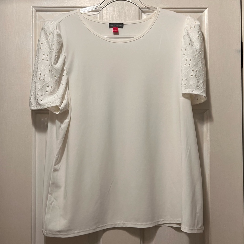 Elegant White Eyelet Sleeve Top